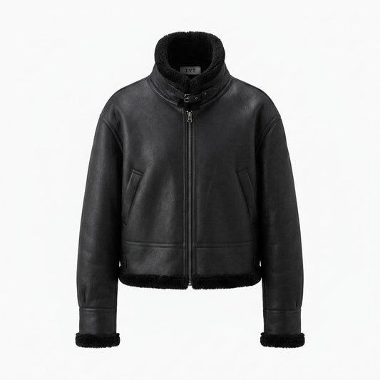 Lederjacken Outlet24 - Yupus | Gefütterte Gekürzte Lederjacke Unisex