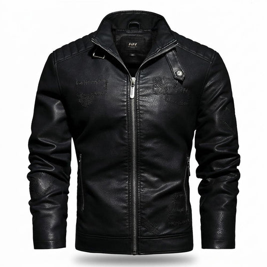 Lederjacken Outlet24 - Cosil | Gesteppt Bestickt Lederjacke Herren
