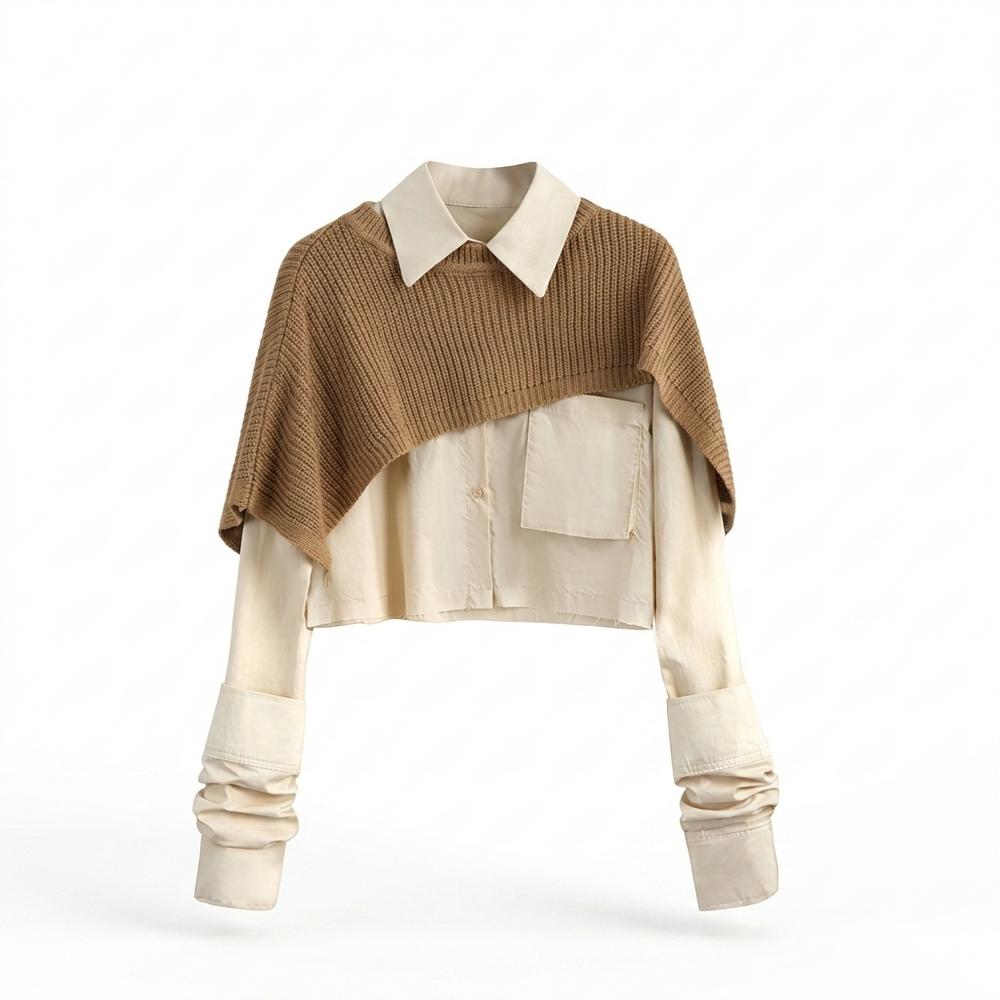 Lederjacken Outlet24 - Norov | Kurzgeschnittener Gerippter Pullover Damen
