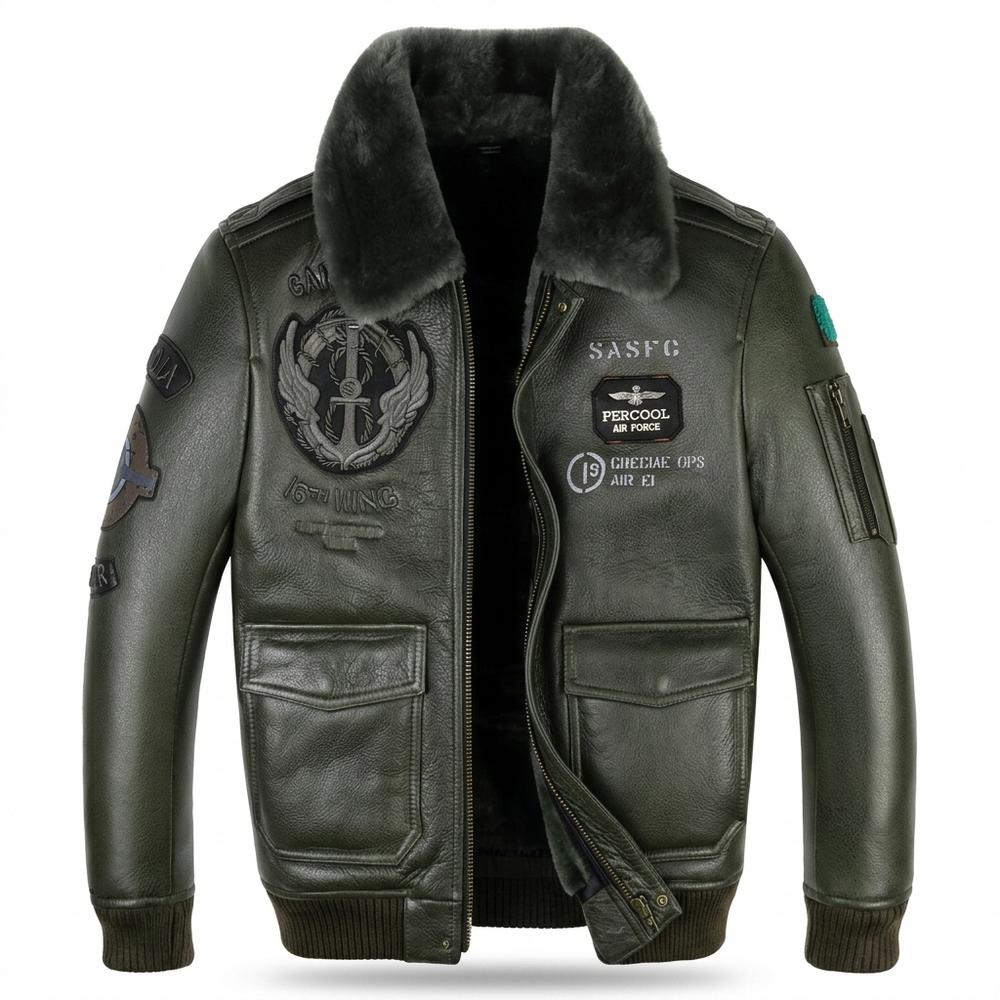 Lederjacken Outlet24 - Aigad | Gefüttert Bestickt Lederjacke Herren