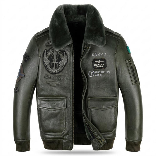 Lederjacken Outlet24 - Aigad | Gefüttert Bestickt Lederjacke Herren