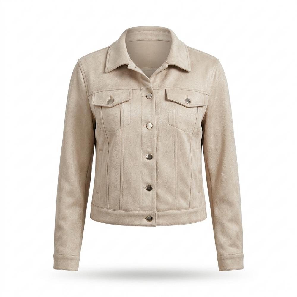 Lederjacken Outlet24 - Zukir | Geknöpfte Kurz Geschnittene Wildleder-Jacke Damen