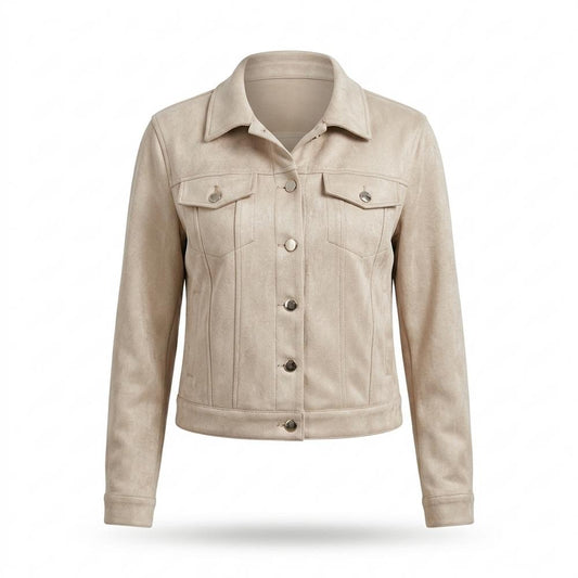 Lederjacken Outlet24 - Zukir | Geknöpfte Kurz Geschnittene Wildleder-Jacke Damen