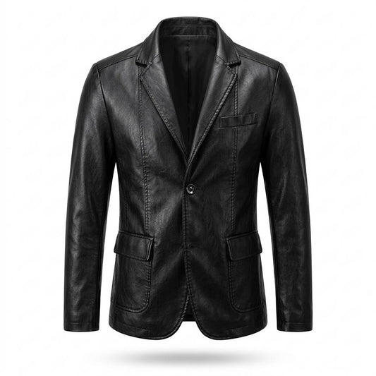 Lederjacken Outlet24 - Cobid | Einreihige Taillierte Lederjacke Herren