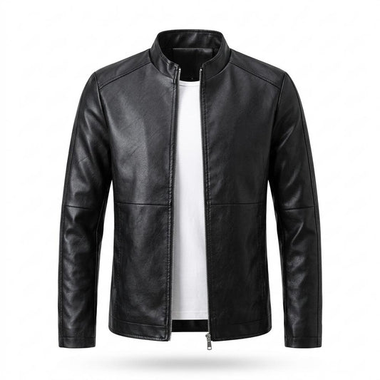 Lederjacken Outlet24 - Aenen | Taillierte Hochgeschlossene Lederjacke Herren