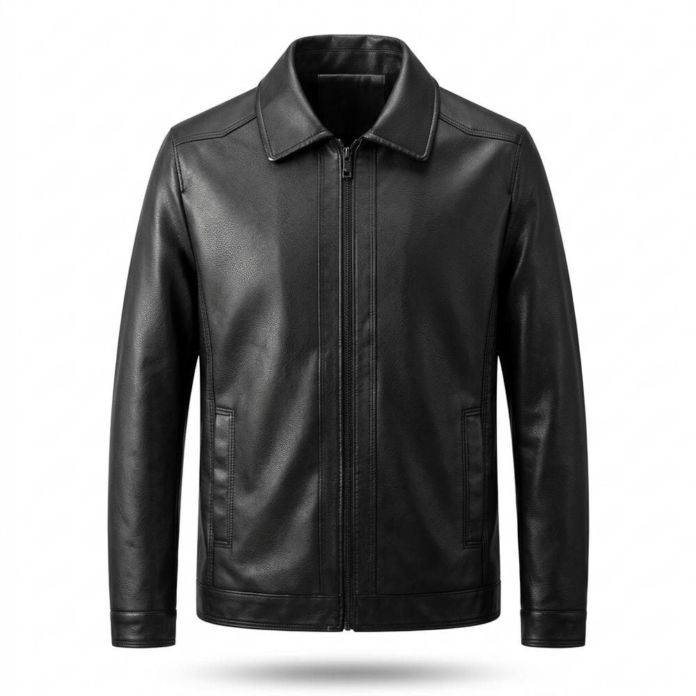 Lederjacken Outlet24 - Eewer | Gerade Geschnittene Gekörnte Lederjacke Herren