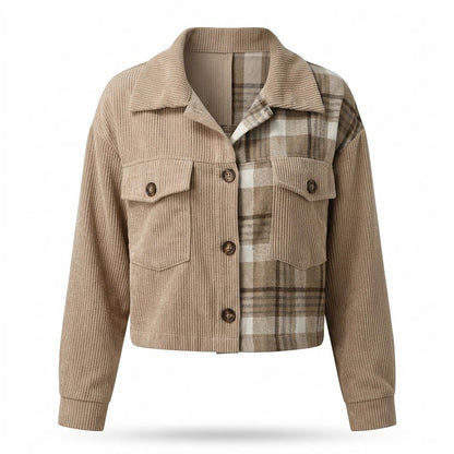 Lederjacken Outlet24 - Aifir | Gerippte Karierte Jacke Damen