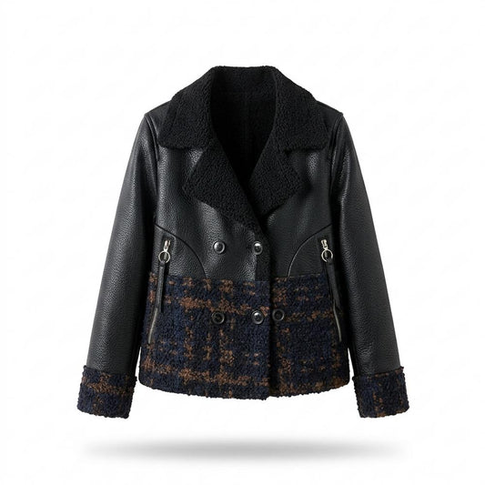Lederjacken Outlet24 - Vativ | Kombiniert Doppelreihig Lederjacke Damen
