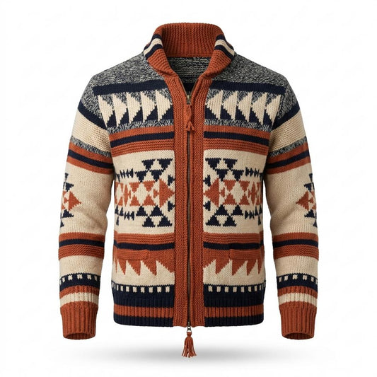 Lederjacken Outlet24 - Yuhik | Gemusterte Grobstrick Strickjacke Herren
