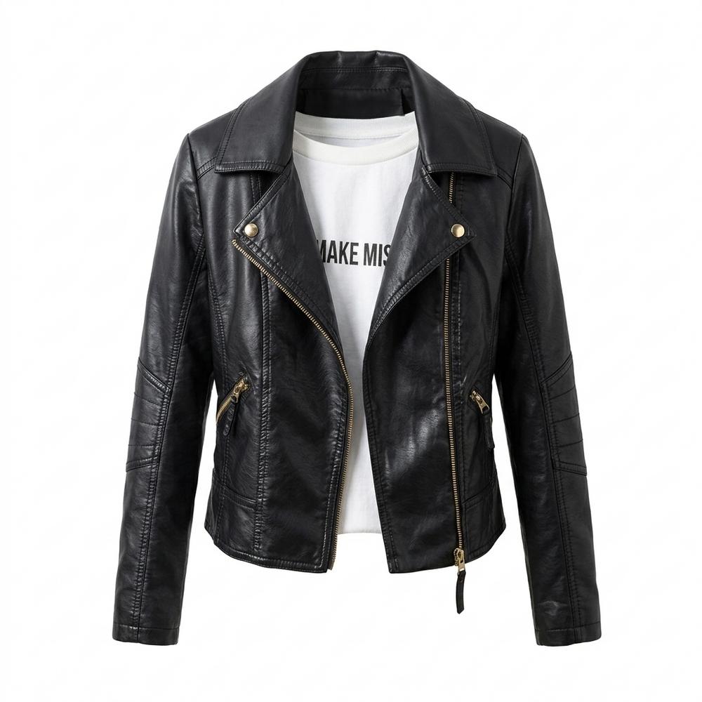 Lederjacken Outlet24 - Lotur | Asymmetrisch Gesteppt Lederjacke Damen