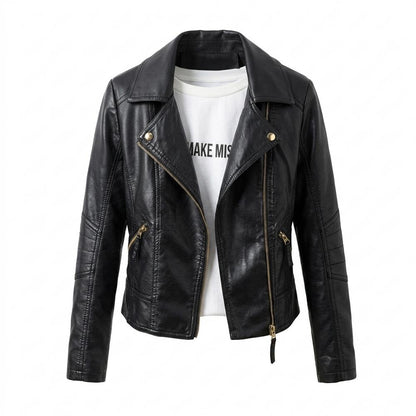 Lederjacken Outlet24 - Lotur | Asymmetrisch Gesteppt Lederjacke Damen