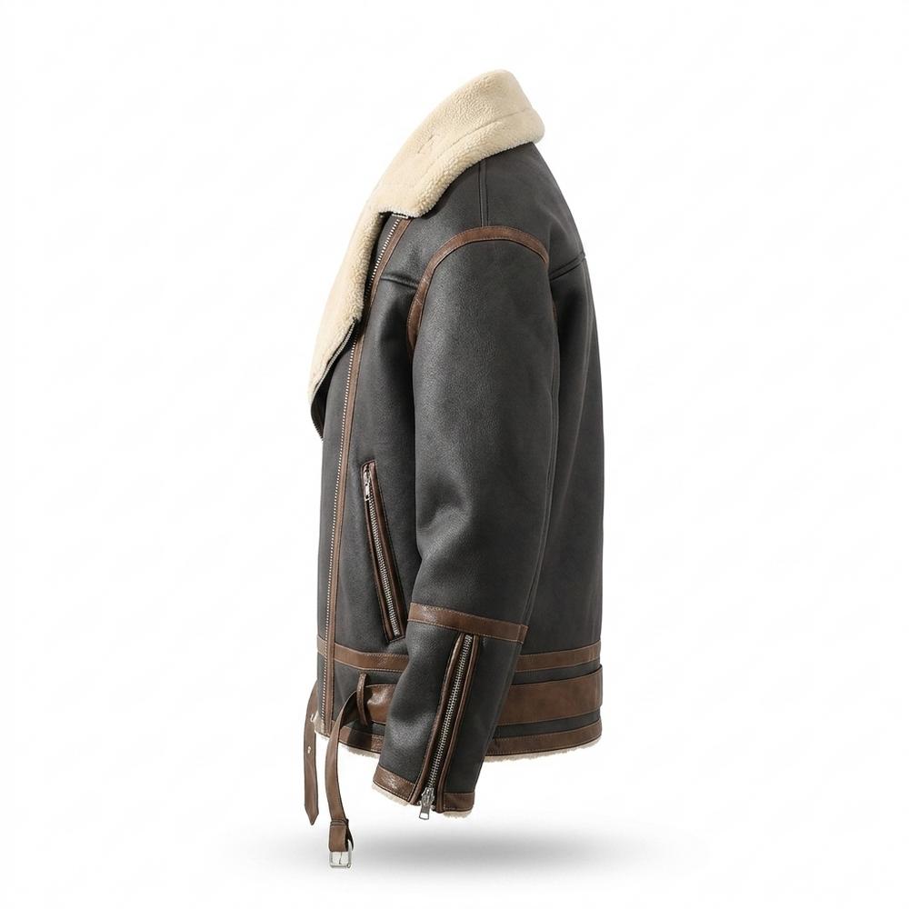 Lederjacken Outlet24 - Rabid | Gefütterte Asymmetrische Lederjacke Herren