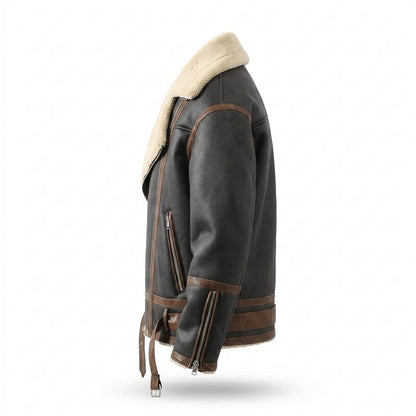 Lederjacken Outlet24 - Rabid | Gefütterte Asymmetrische Lederjacke Herren