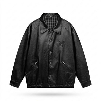 Lederjacken Outlet24 - Rokus | Geknöpft Oversized Lederjacke Unisex