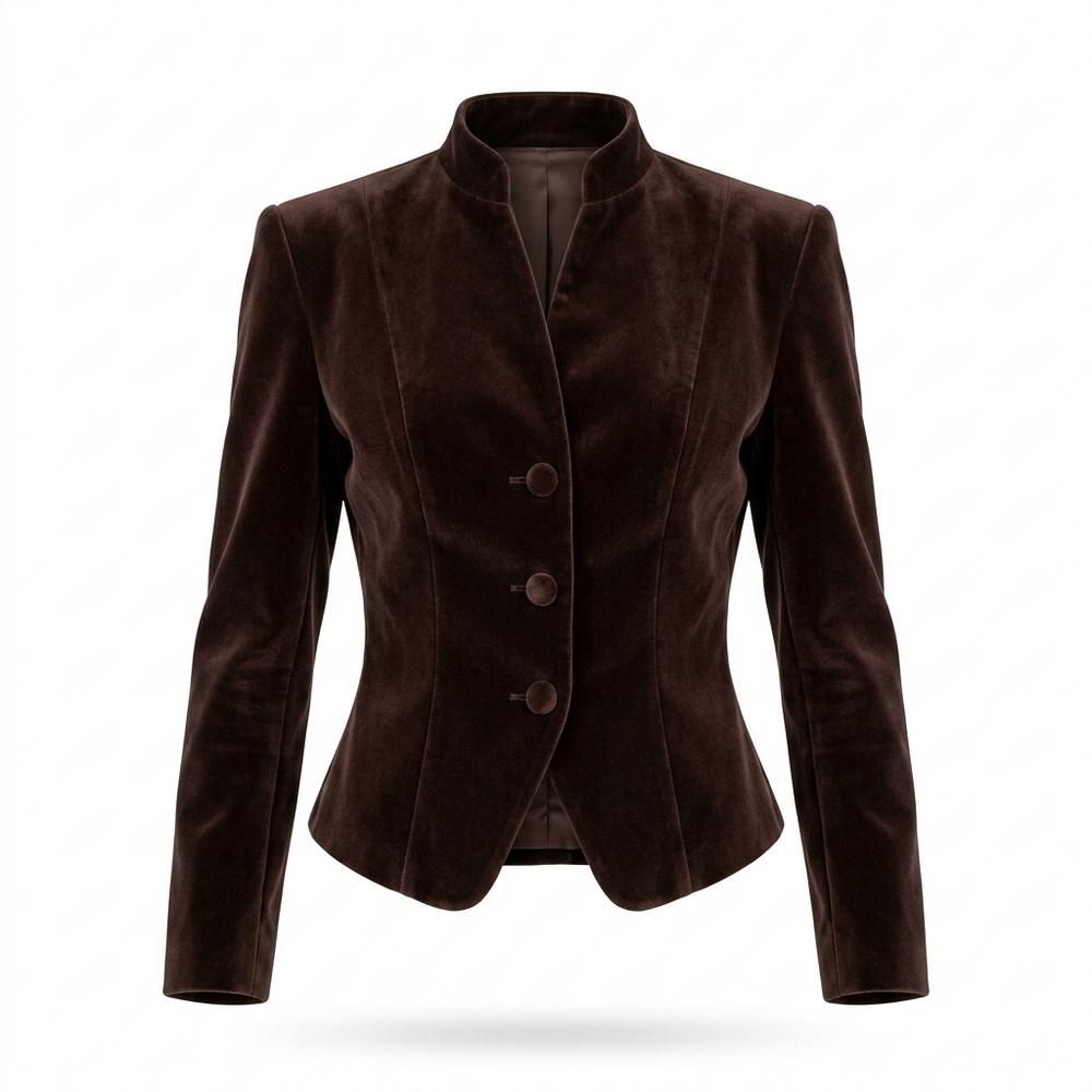 Lederjacken Outlet24 - Aitam | Tailliert Geknöpft Wildleder-Jacke Damen