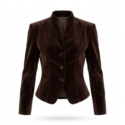 Lederjacken Outlet24 - Aitam | Tailliert Geknöpft Wildleder-Jacke Damen