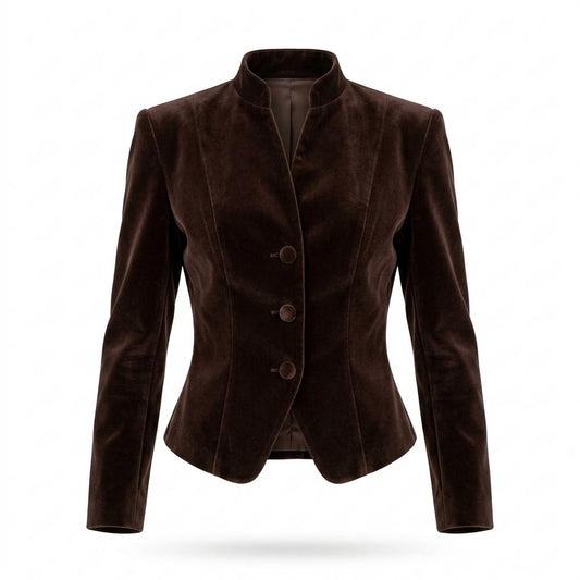 Lederjacken Outlet24 - Aitam | Tailliert Geknöpft Wildleder-Jacke Damen