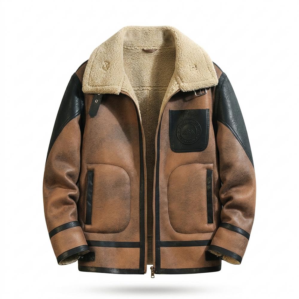 Lederjacken Outlet24 - Vewid | Gefüttert Zweifarbig Lederjacke Herren