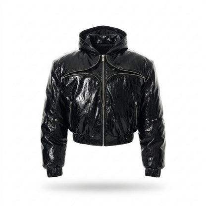 Lederjacken Outlet24 - Nagir | Glänzend Gefüttert Lederjacke Unisex