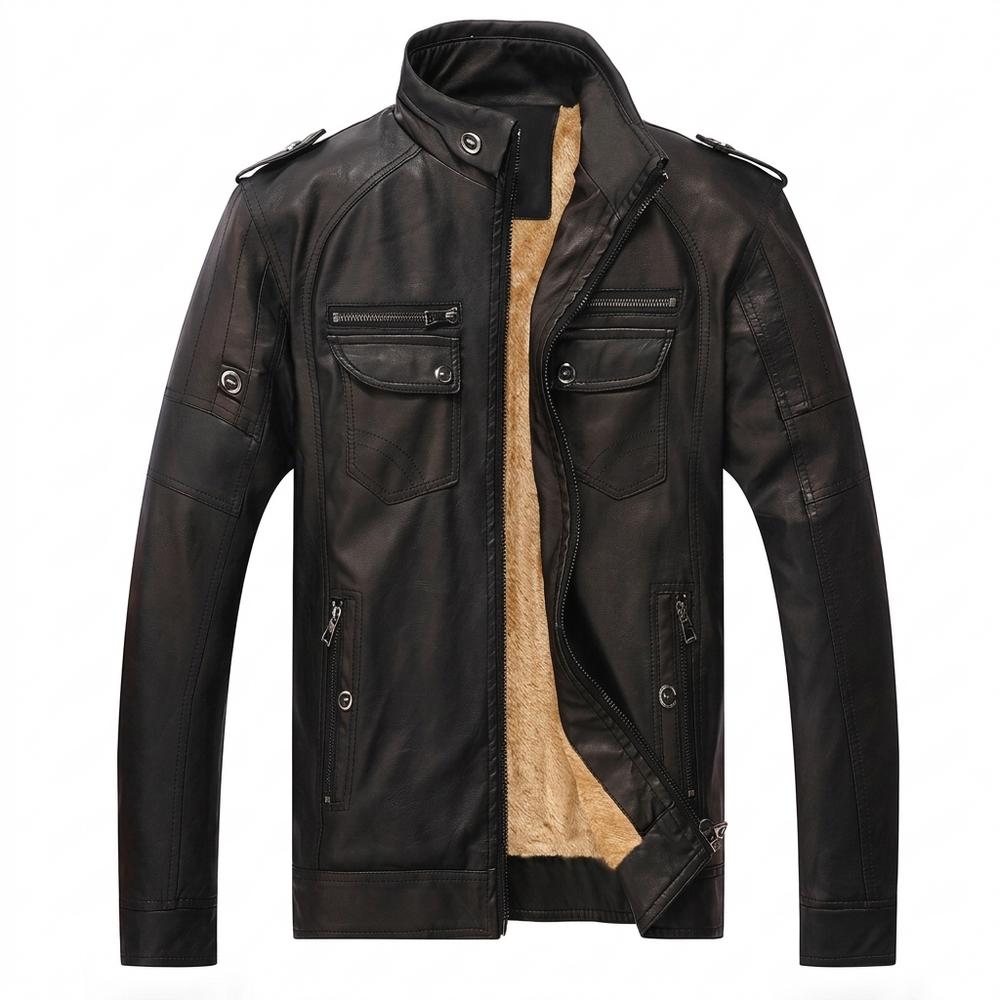 Lederjacken Outlet24 - Dohil | Gefütterte Hochschließende Lederjacke Herren