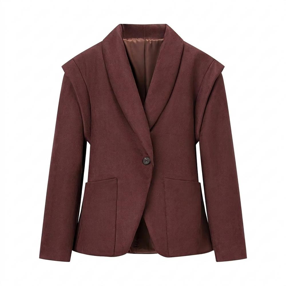 Lederjacken Outlet24 - Kufis | Tailliert Gefüttert Wildleder-Jacke Damen