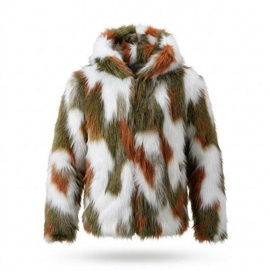Lederjacken Outlet24 - Coler | Mehrfarbige Zottelige Jacke Herren
