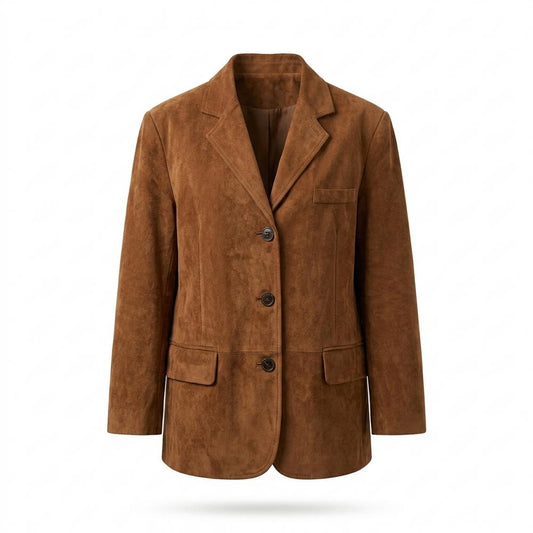 Lederjacken Outlet24 - Cagar | Locker Geschnitten Einreihig Wildleder-Jacke Damen