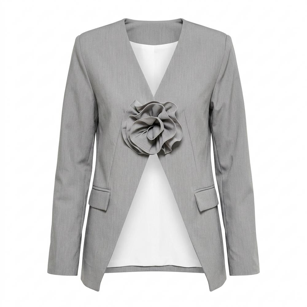 Lederjacken Outlet24 - Keles | Kragenloser Plissierter Anzug Damen