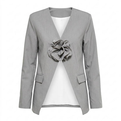 Lederjacken Outlet24 - Keles | Kragenloser Plissierter Anzug Damen