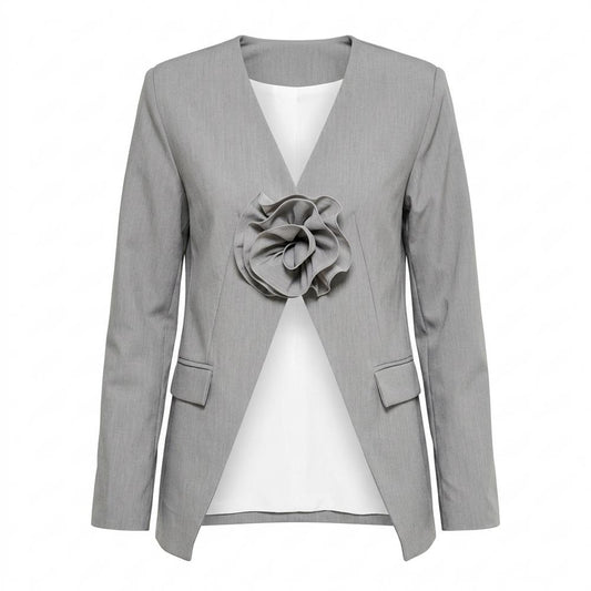 Lederjacken Outlet24 - Keles | Kragenloser Plissierter Anzug Damen