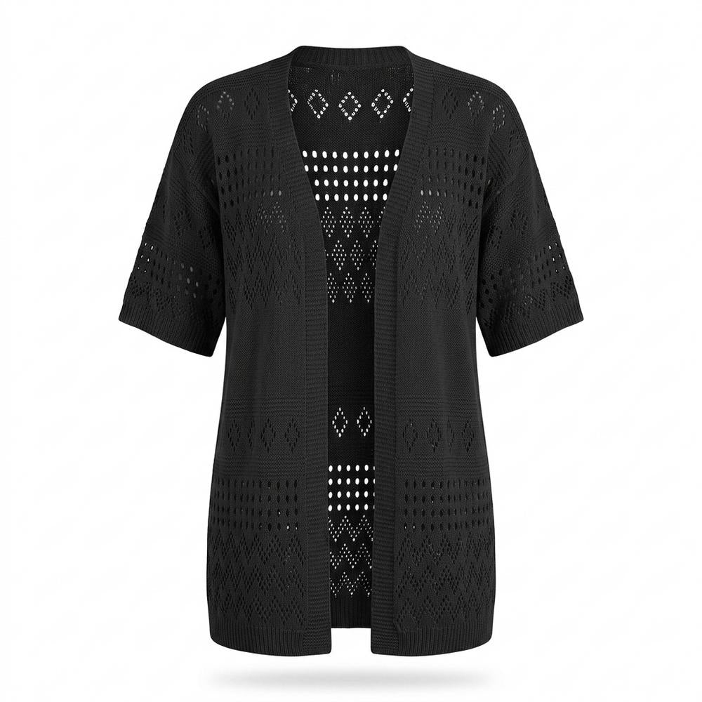 Lederjacken Outlet24 - Mozus | Lochgestrickt Kurzärmlig Cardigan Damen