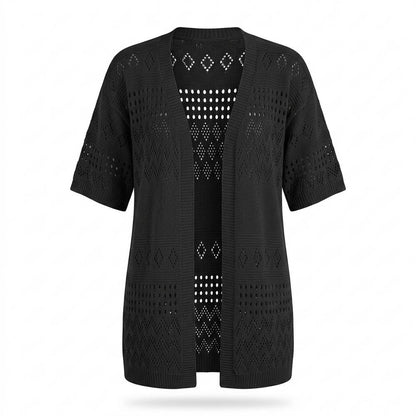 Lederjacken Outlet24 - Mozus | Lochgestrickt Kurzärmlig Cardigan Damen
