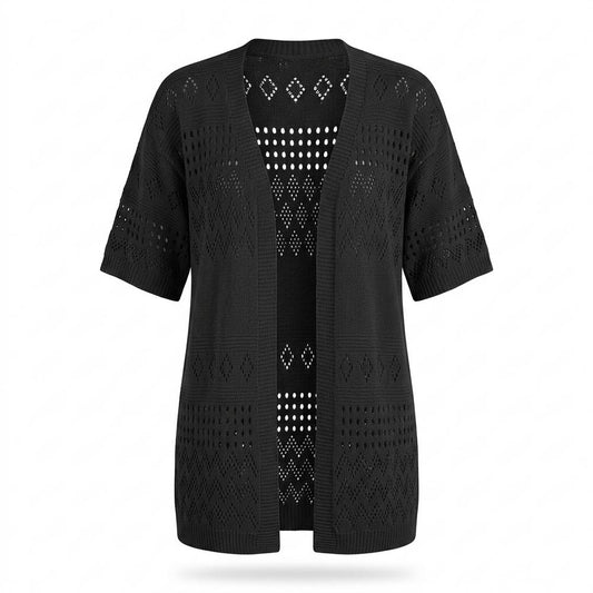 Lederjacken Outlet24 - Mozus | Lochgestrickt Kurzärmlig Cardigan Damen