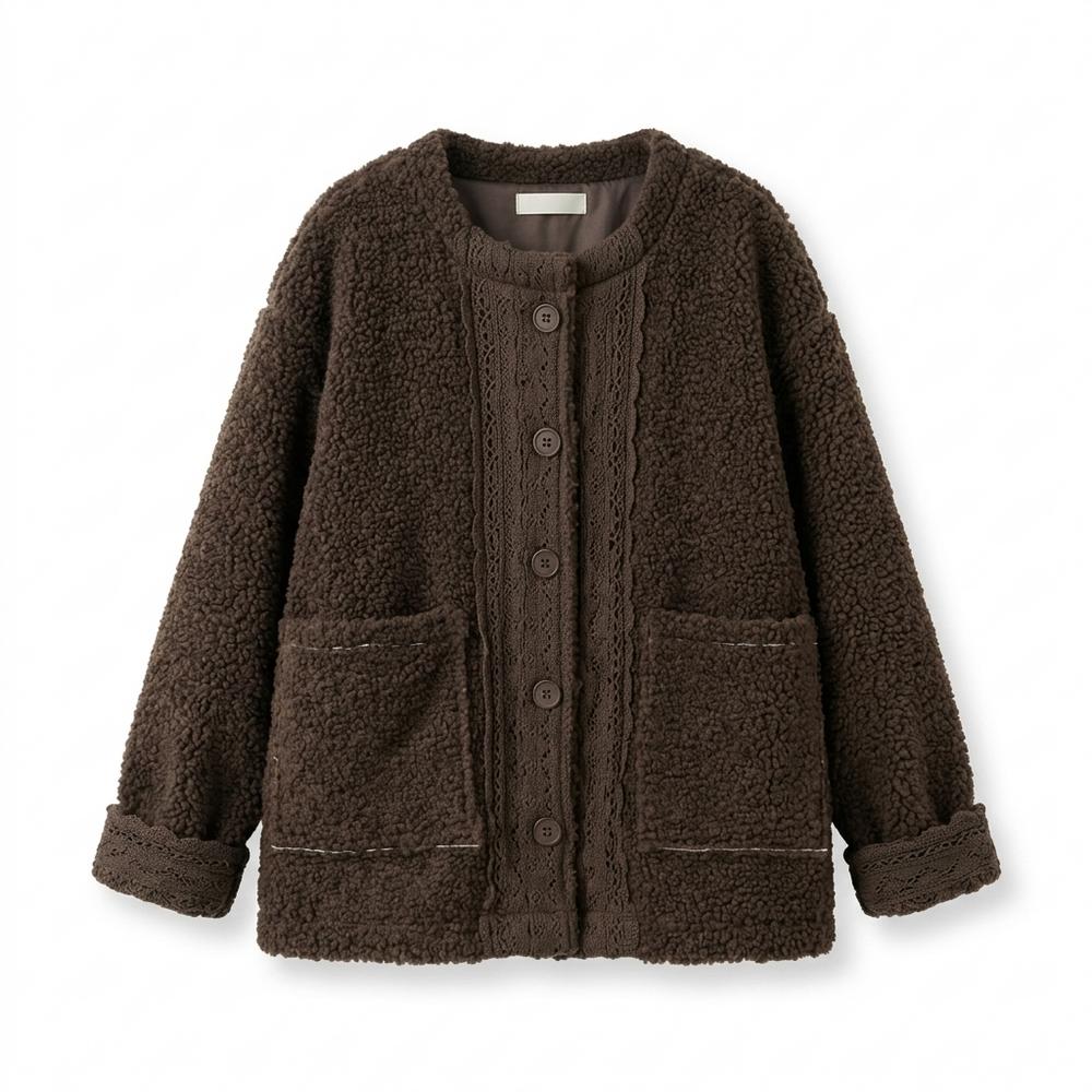 Lederjacken Outlet24 - Lubok | Strukturiert Kragenlos Jacke Damen