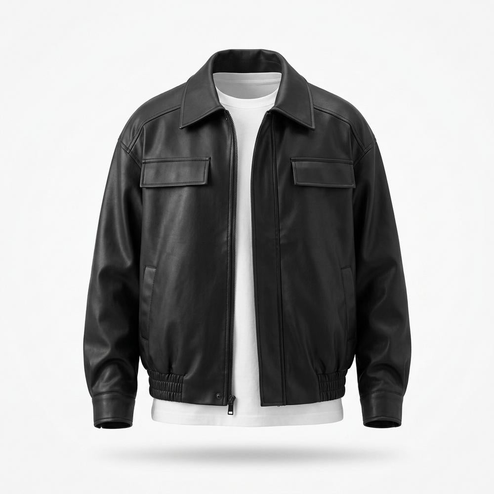 Lederjacken Outlet24 - Eofuv | Locker Geschnittene Lederjacke Herren