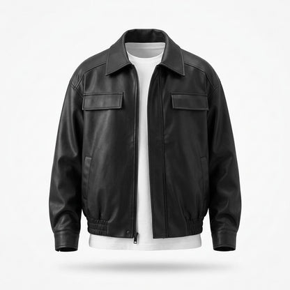 Lederjacken Outlet24 - Eofuv | Locker Geschnittene Lederjacke Herren