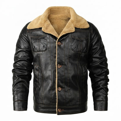 Lederjacken Outlet24 - Yumuk | Gefüttert Geknöpft Lederjacke Herren