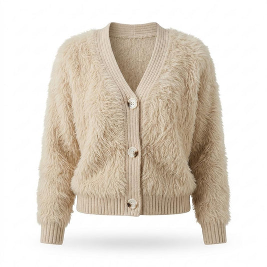 Lederjacken Outlet24 - Ailur | Flauschiger Kurzgeschnittener Cardigan Damen