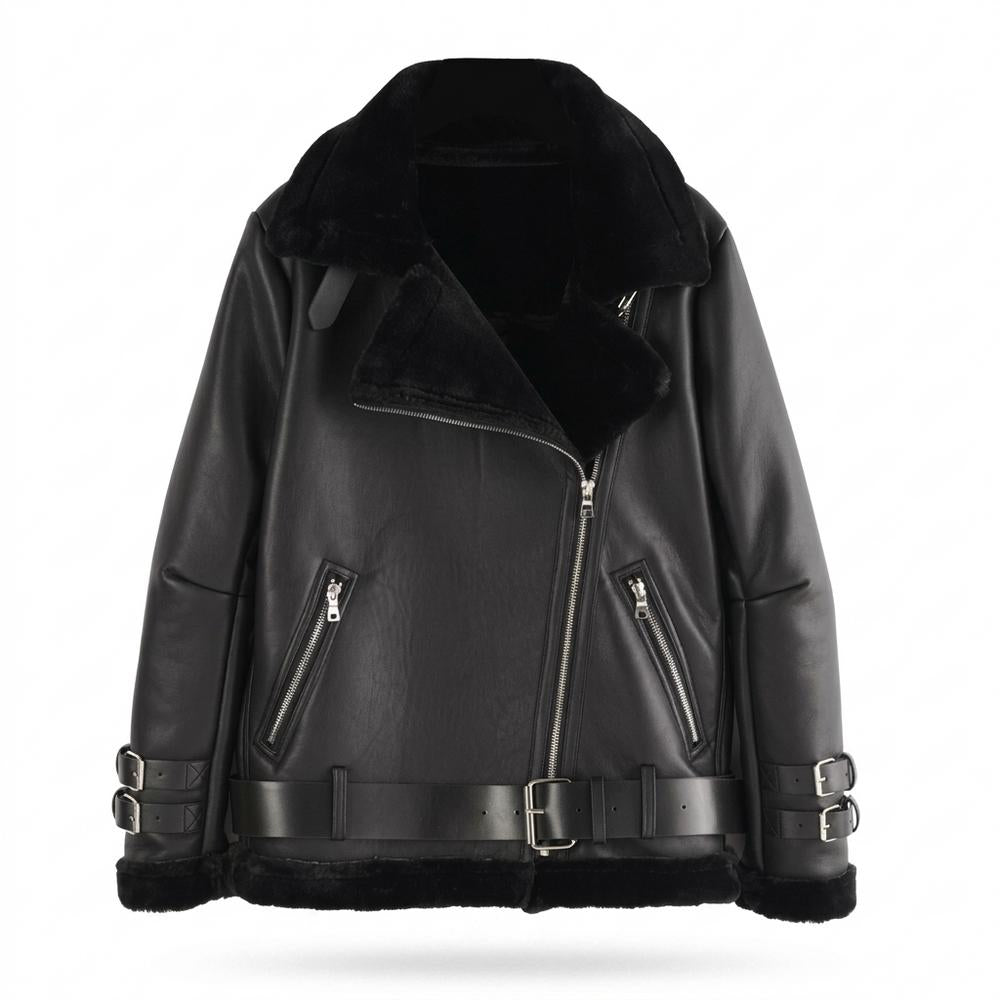 Lederjacken Outlet24 - Vuwit | Gefüttert Asymmetrisch Lederjacke Unisex