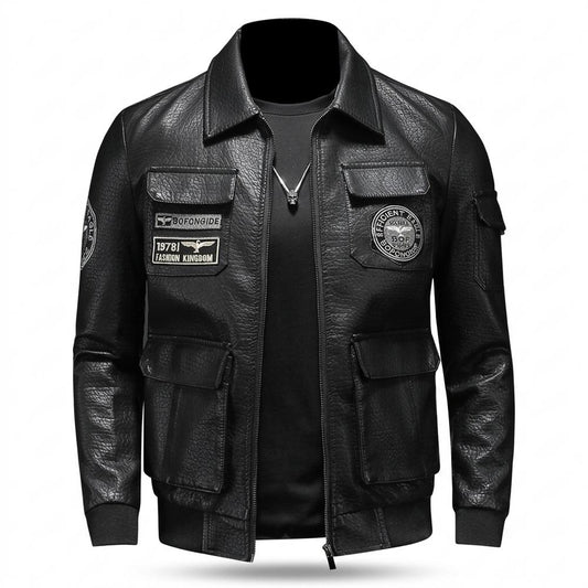 Lederjacken Outlet24 - Comon | Appliziert Strukturiert Lederjacke Herren