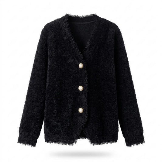 Lederjacken Outlet24 - Vepol | Flauschig Geknöpft Cardigan Damen