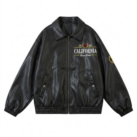 Lederjacken Outlet24 - Caput | Bestickte Weitgeschnittene Lederjacke Unisex