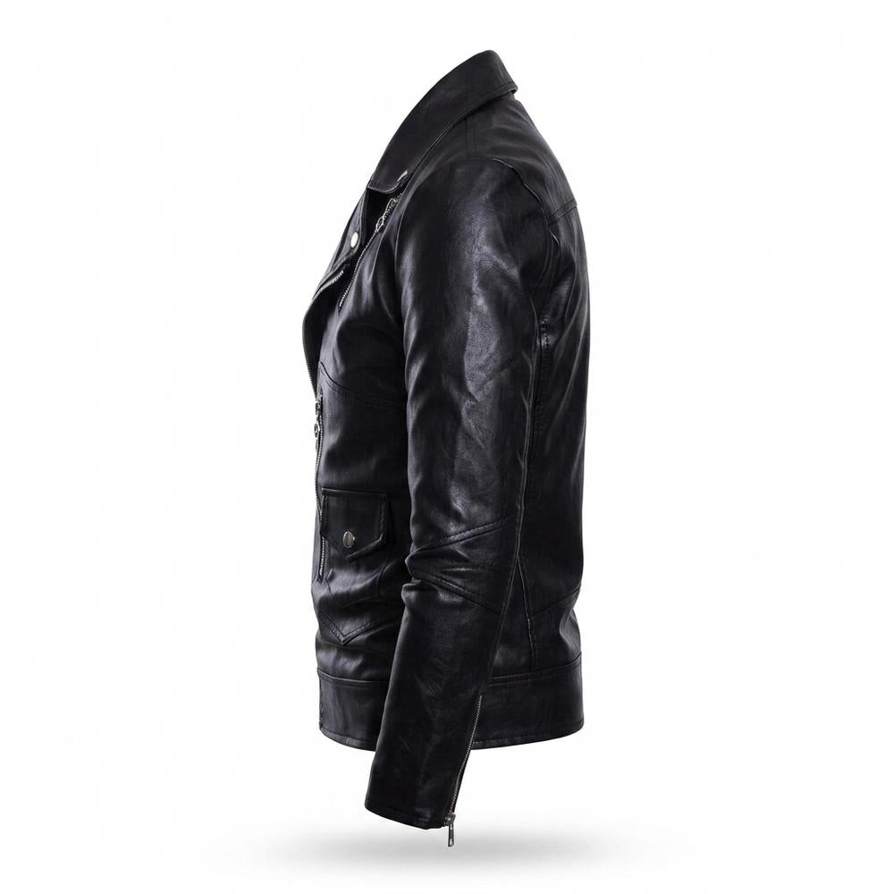 Lederjacken Outlet24 - Yotak | Asymmetrisch Tailliert Lederjacke Herren