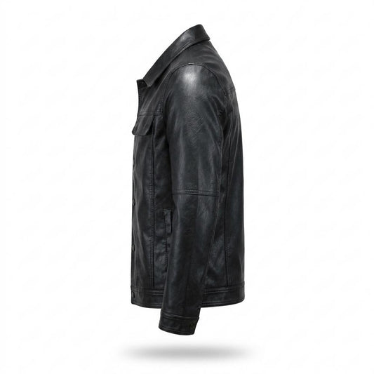 Lederjacken Outlet24 - Rezem | Geknöpft Tailliert Lederjacke Herren