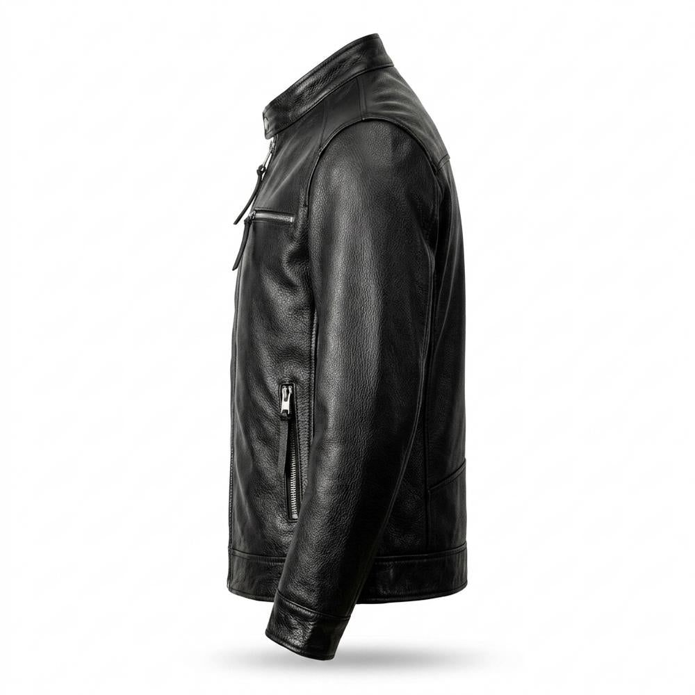 Lederjacken Outlet24 - Vibar | Gekörnte Gefütterte Lederjacke Herren