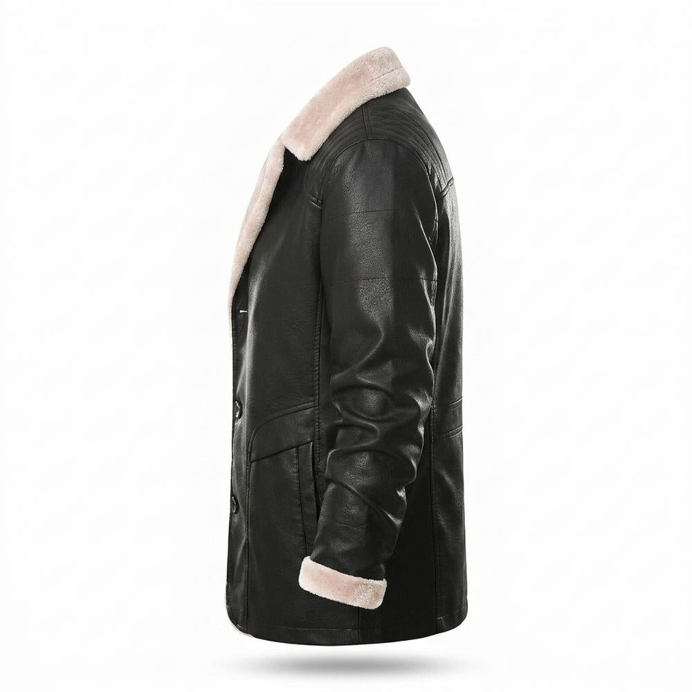Lederjacken Outlet24 - Masil | Gefütterte Geknöpfte Lederjacke Herren