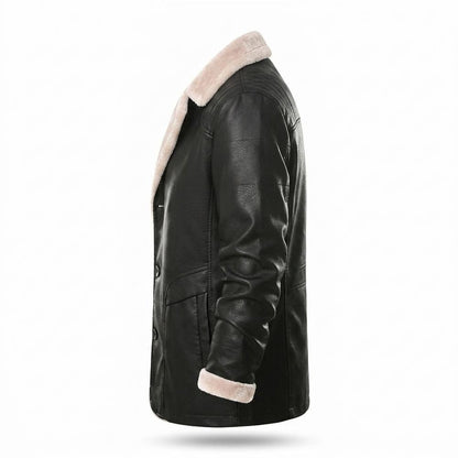Lederjacken Outlet24 - Masil | Gefütterte Geknöpfte Lederjacke Herren