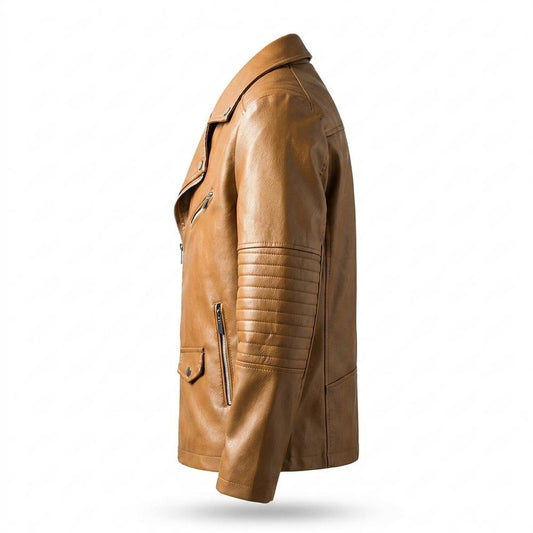 Lederjacken Outlet24 - Cozor | Asymmetrische Gesteppte Lederjacke Herren