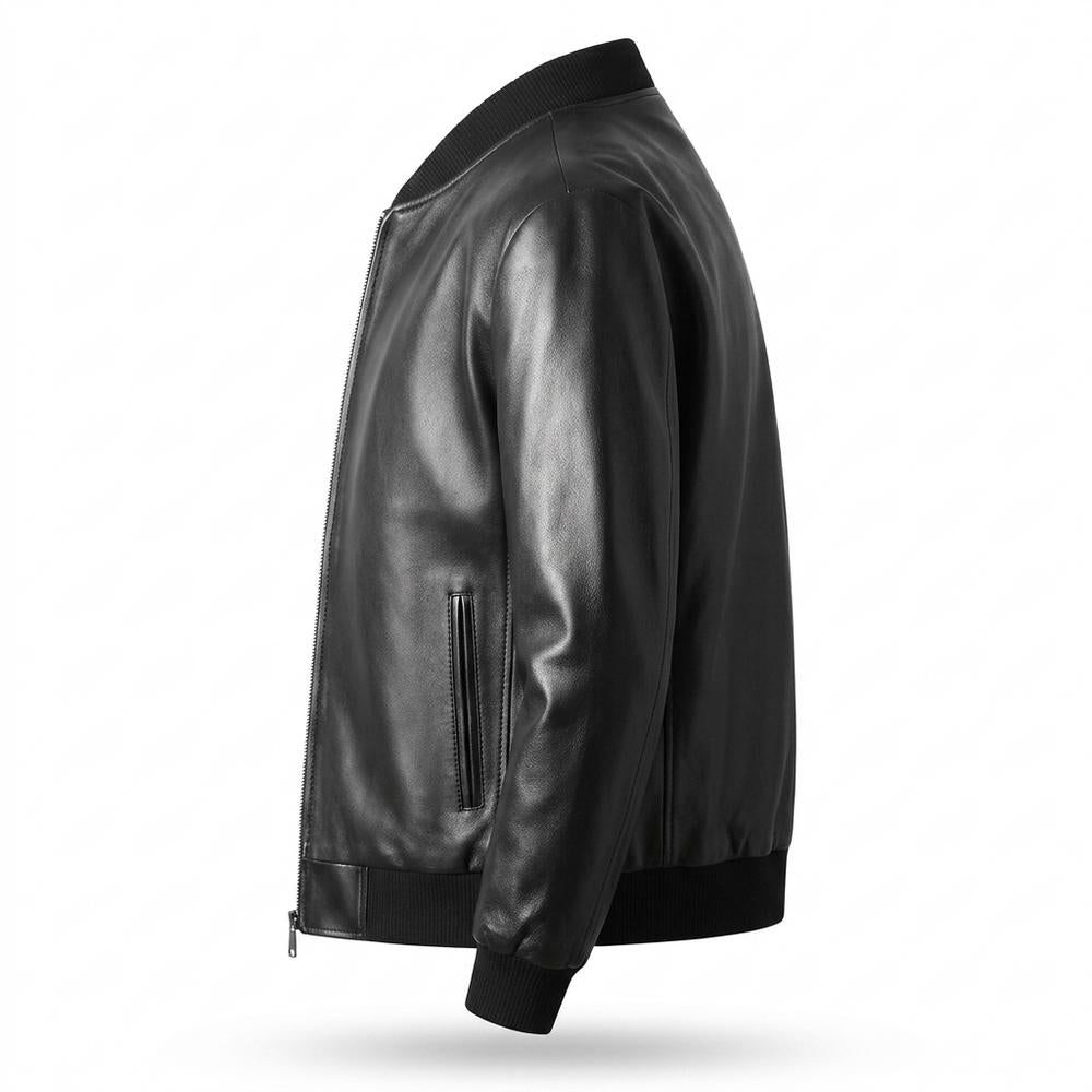 Lederjacken Outlet24 - Mazar | Gefüttert Stehkragen Lederjacke Herren