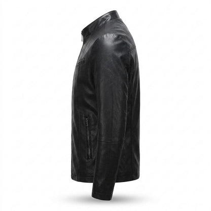 Lederjacken Outlet24 - Aesis | Taillierte Kurzkragige Lederjacke Herren